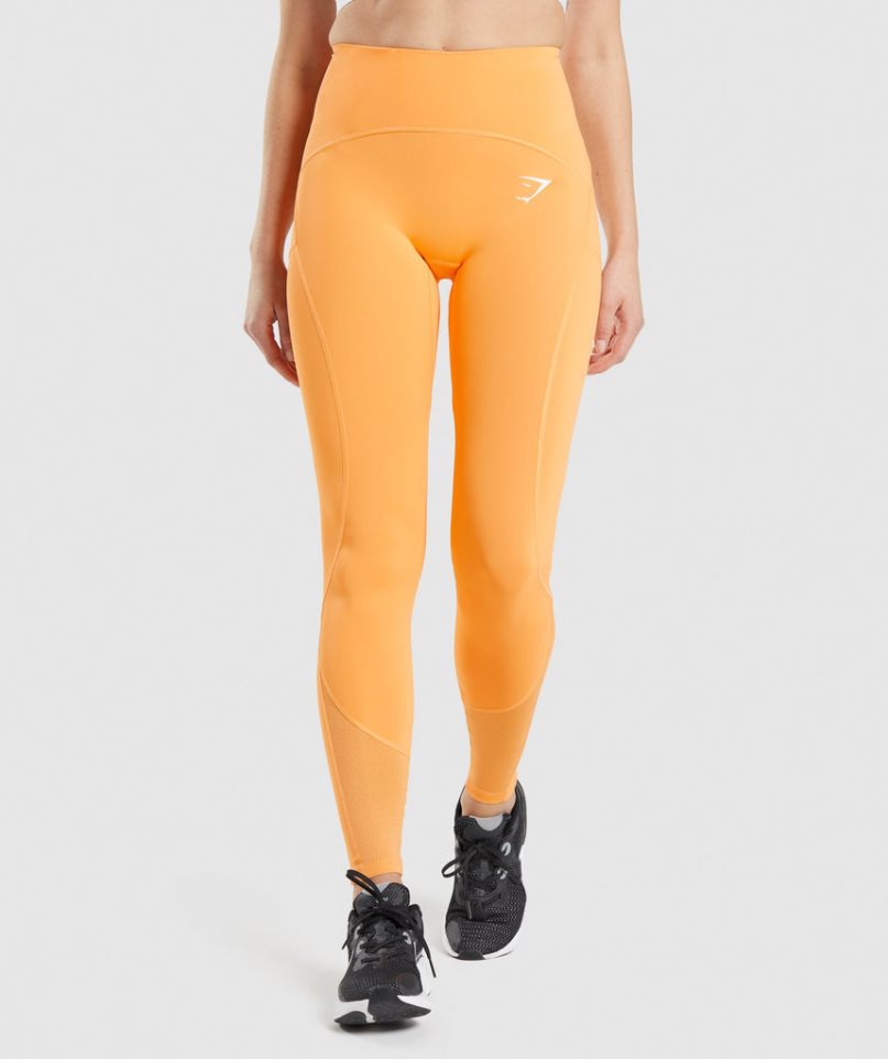 Women\'s Gymshark Pulse Mesh Leggings Orange | CA 36A0D7